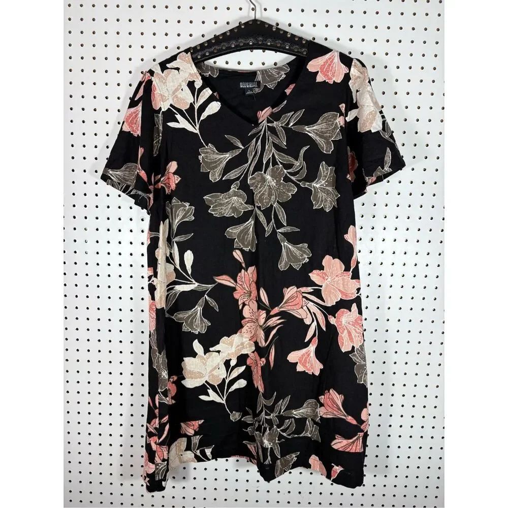 Nicole Miller floral linen shirt dress size L